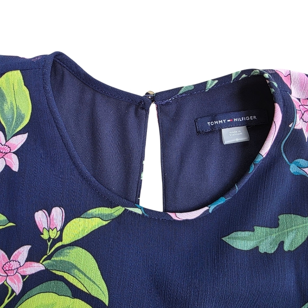 Tommy Hilfiger Navy Floral Mini Dress – Size 6 - Picture 5 of 9